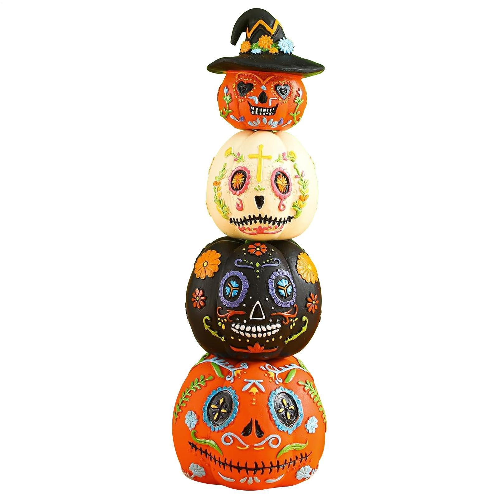 Citrouilles Halloween empilées sculpture de salon chic