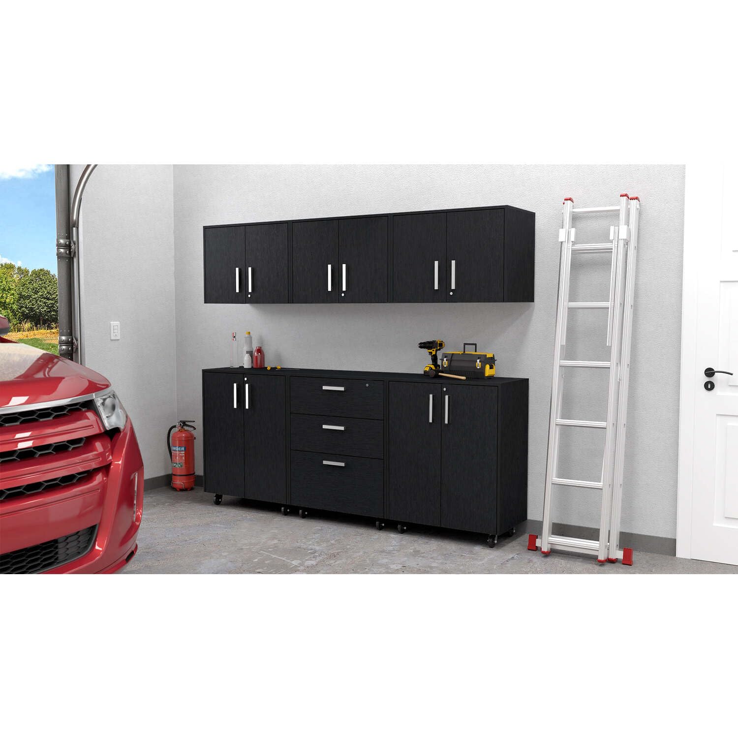 TUHOME Akron 6 Piece Garage Set Multi-ColorEngineered Wood