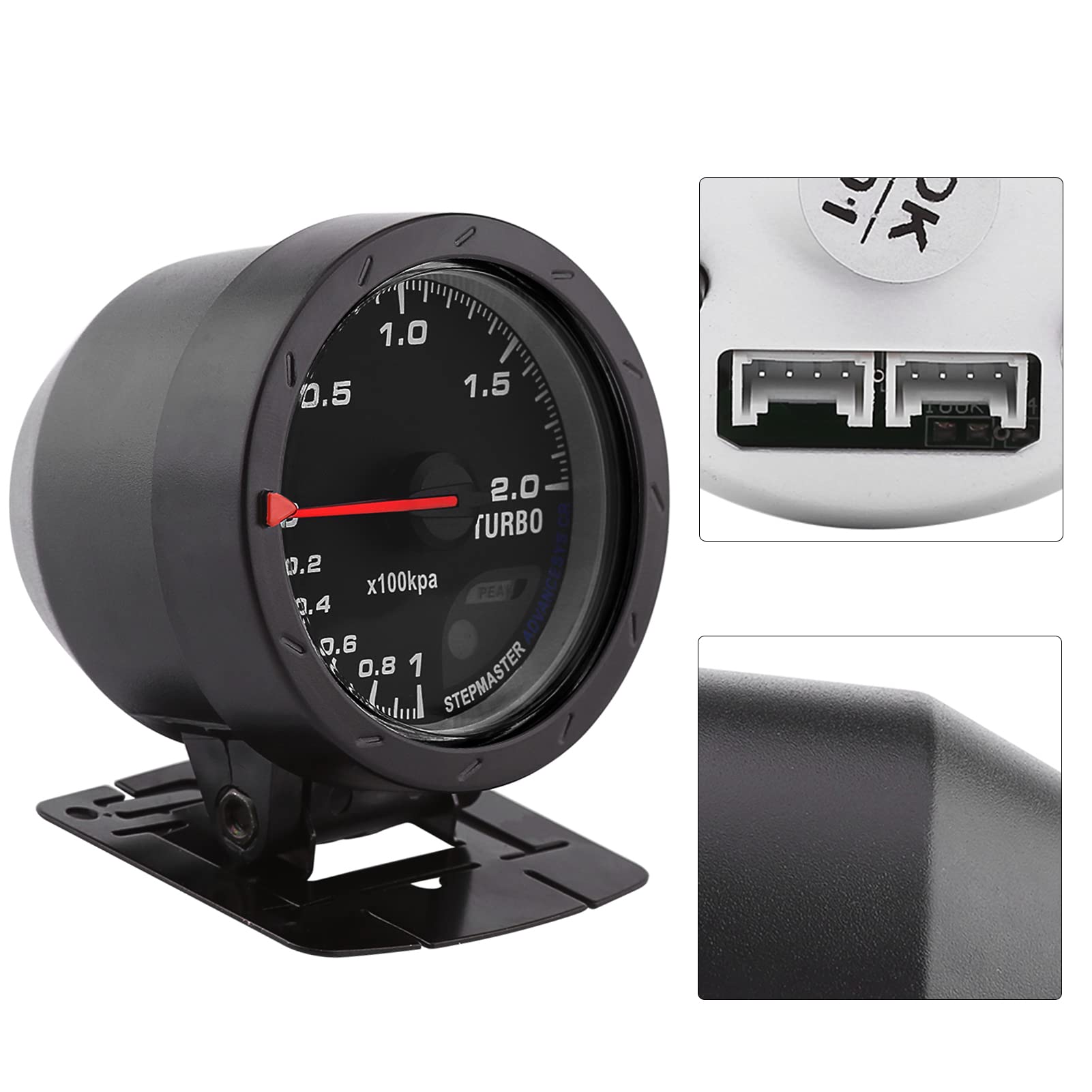 DC 12V 60mm LED Turbo Boost Vacuum Press Gauge Meter Calotta in acciaio inossidabile e piano in vetro