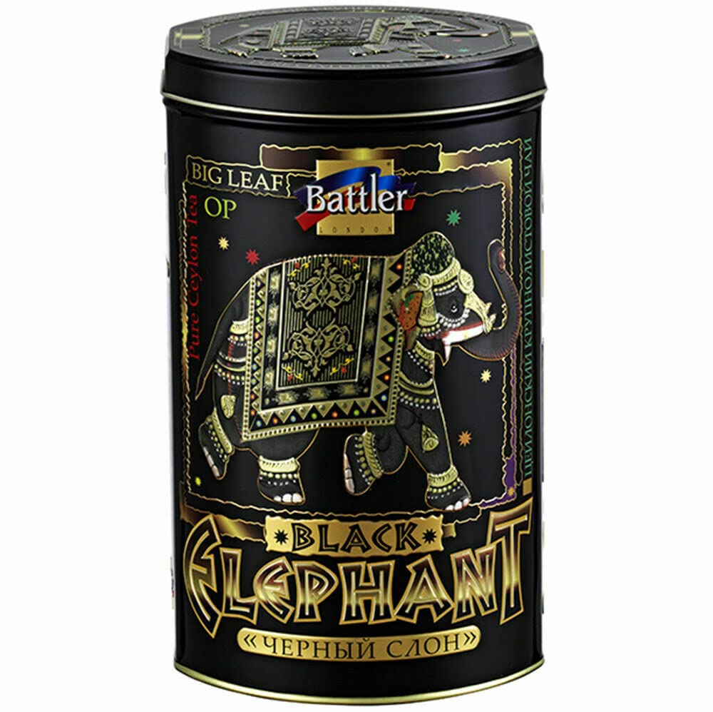 BATTLER Schwarzer Ceylon Tee Black Elephant OP lose 5er Pack (5 x 200g) Metalldose Schwarztee