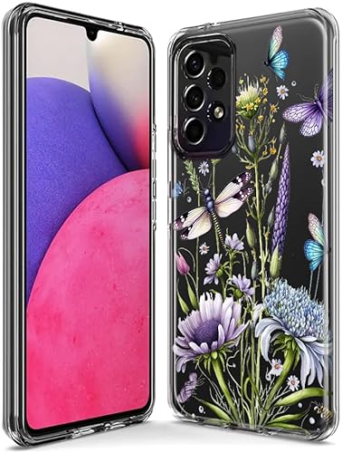 Miniatura 3 de MUNDAZE - Case for Samsung Galaxy A52 Slim Hybrid Shockproof Hard Shell Soft TPU Heavy Duty Protective Phone Cover - Lavender Dragonfly Butterflies