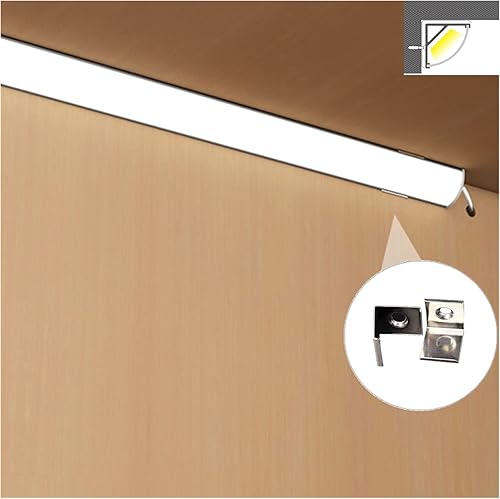 Miniatura 8 de Difusor de canal de tira LED en forma de V de 6.56 pies, paquete de 20 perfiles de aluminio con cubierta esmerilada y conector de esquina, pista de