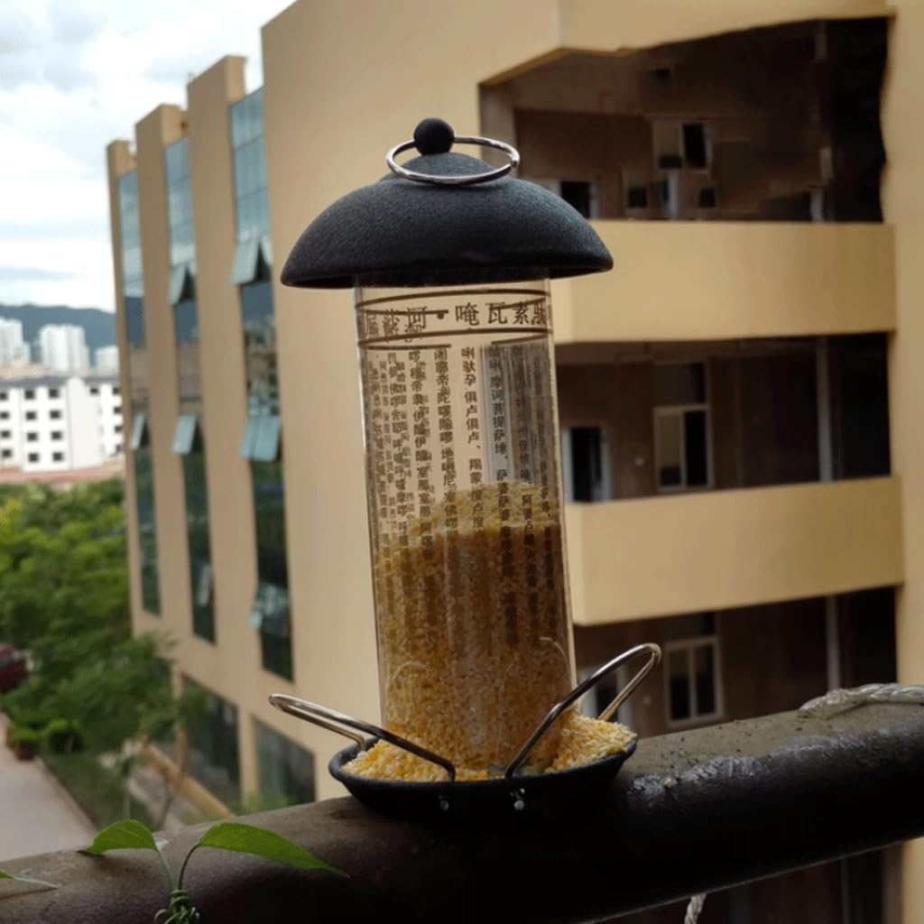 Mangiatoia per Uccelli Custodia per Semi di Cibo per Uccelli in Metallo Scrittura Stampata Durevole mangiatoia per Uccelli Selvatici Mensa Impermeabile per Uccelli per Balcone da Cortile