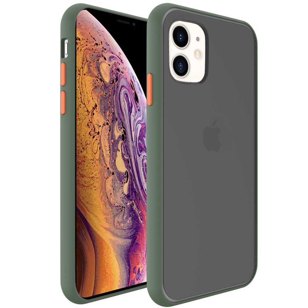 TRENDYTHINK Transparent Shockproof Camera Protection Smoke Cover Translucent Matte Soft TPU Pouch Case Smoke Case for (Green, I Phone 11)