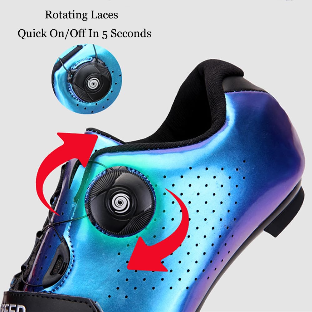 Fansu Zapatillas de Ciclismo para Hombre Mujer, Unisex MTB Zapatos Bicicleta de Carretera Cordones Giratorios Exterior Compatibles SPD & SPD-SL Zapatillas de Bicicleta con Look Lock Tabs 36-47 EU