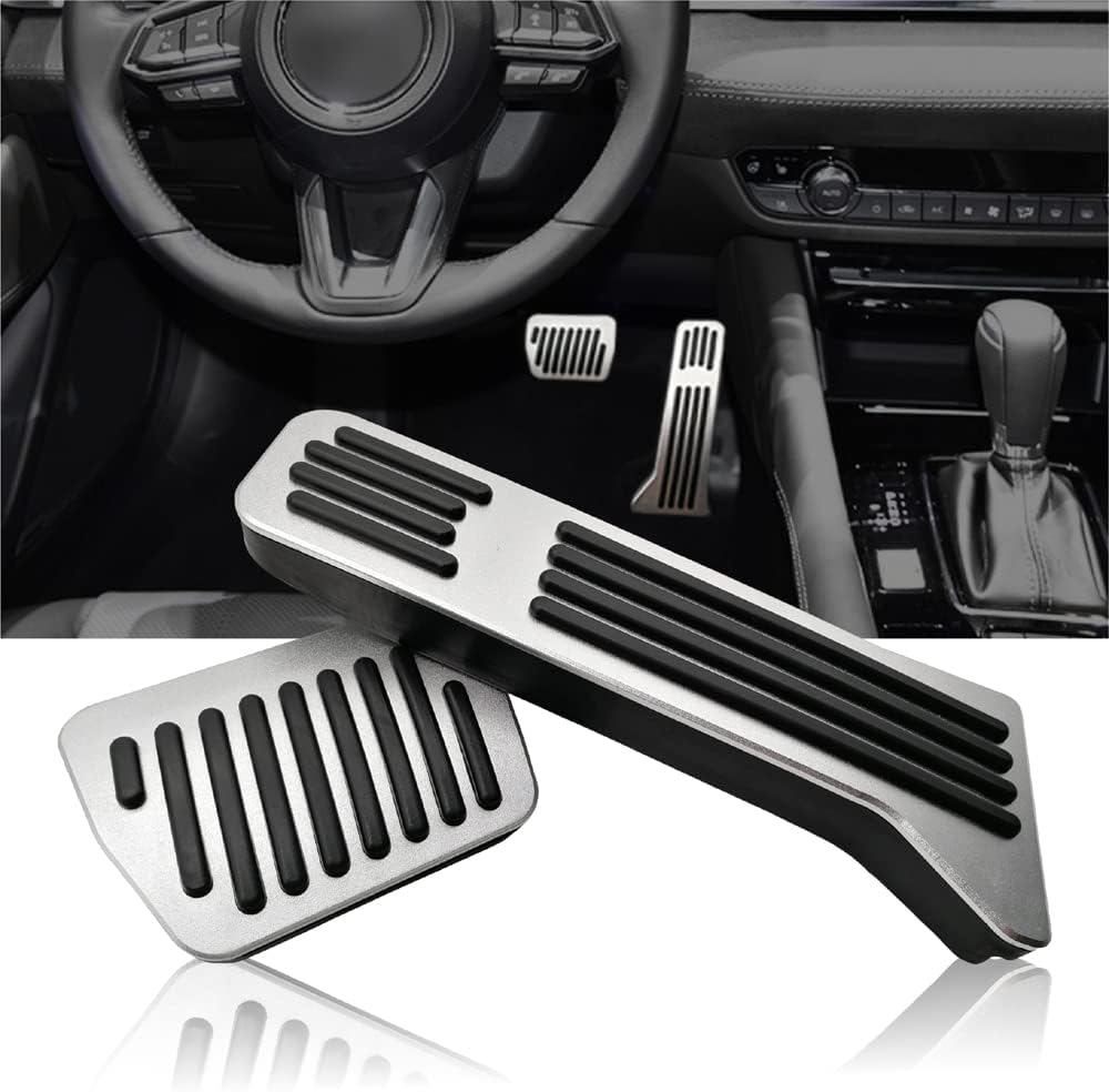 Anti-Slip Performance Foot Pedal Pads kit for Mazda 2 3 6 CX3 CX5 CX9,Auto No Drilling Aluminum Brake and Gas Accelerator Pedal Covers