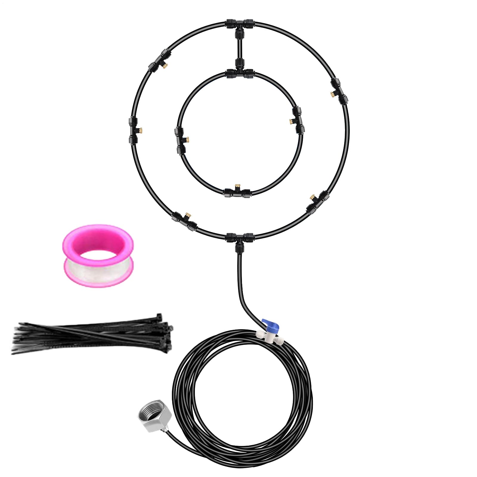 Fan Misting Kit – Fan Mister per esterni, sistema di raffreddamento a nebbia per esterni, kit di aggiornamento Mister Misting, ventilatore ad acqua, per patio, con 6 ugelli rimovibili