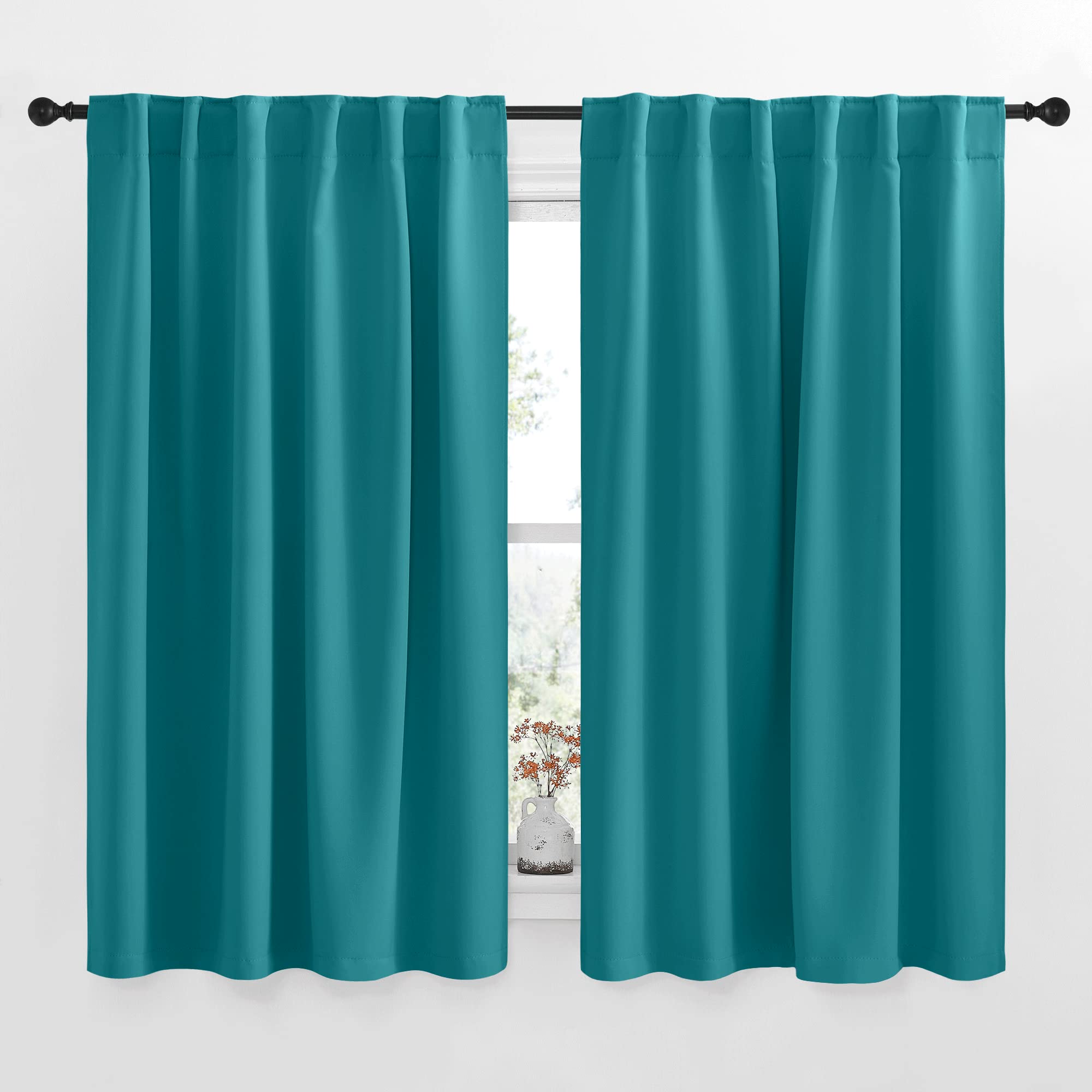 NICETOWN Blackout Curtain Panels for Living Room - (Peacock Teal Color) 52x54 inch, 2 Panels Set, Room Darkening Blackout Drapes for Window