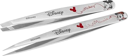 Tweezerman Disney Mickey Mouse & Minnie Mouse Forever in Love - Juego de pinzas inclinadas y puntiagudas