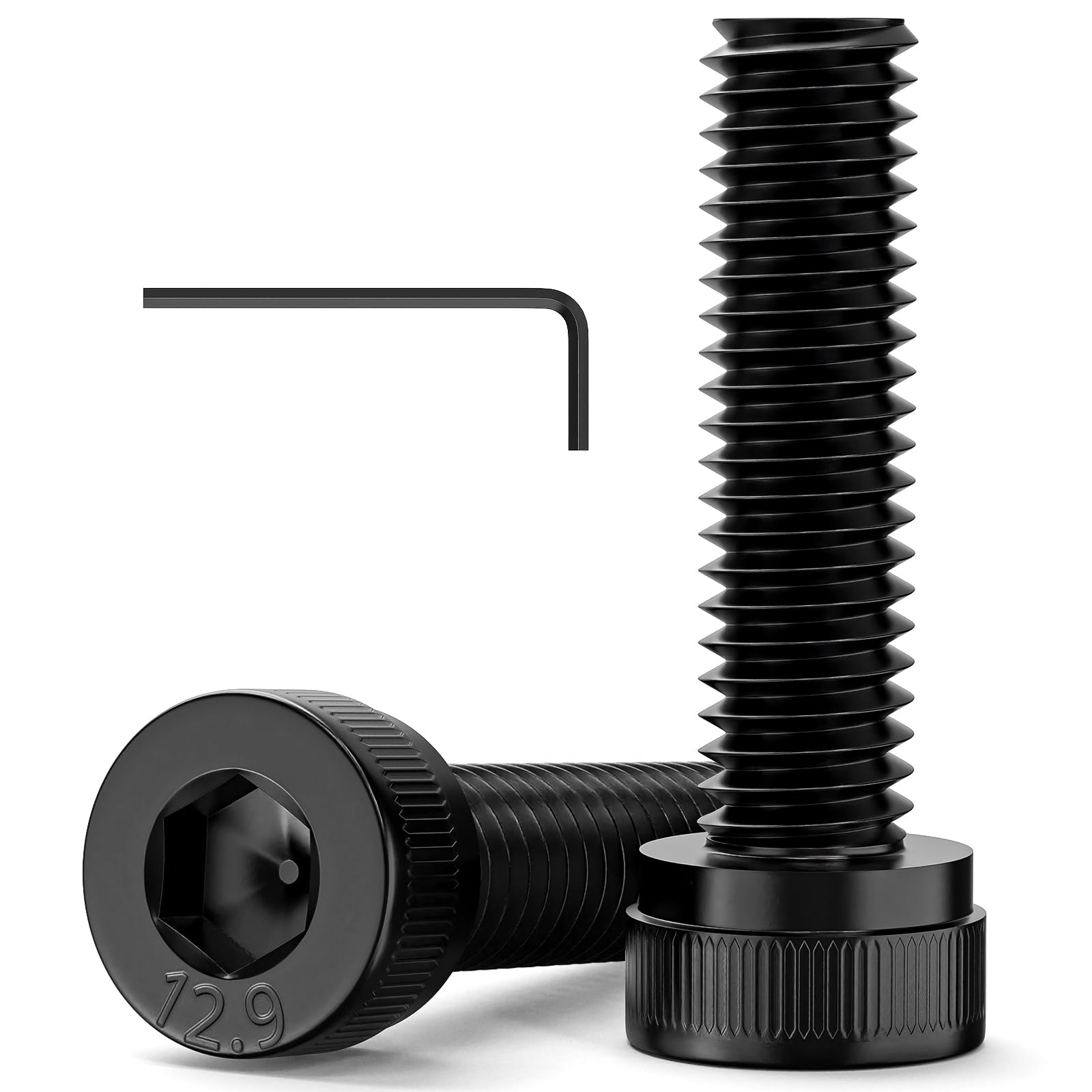 Valorada 120Pcs M4 x 16mm Hex Socket Head Cap Screws Bolts, 12.9 Grade Alloy Steel, Black Oxide Finish, Allen Socket Drive