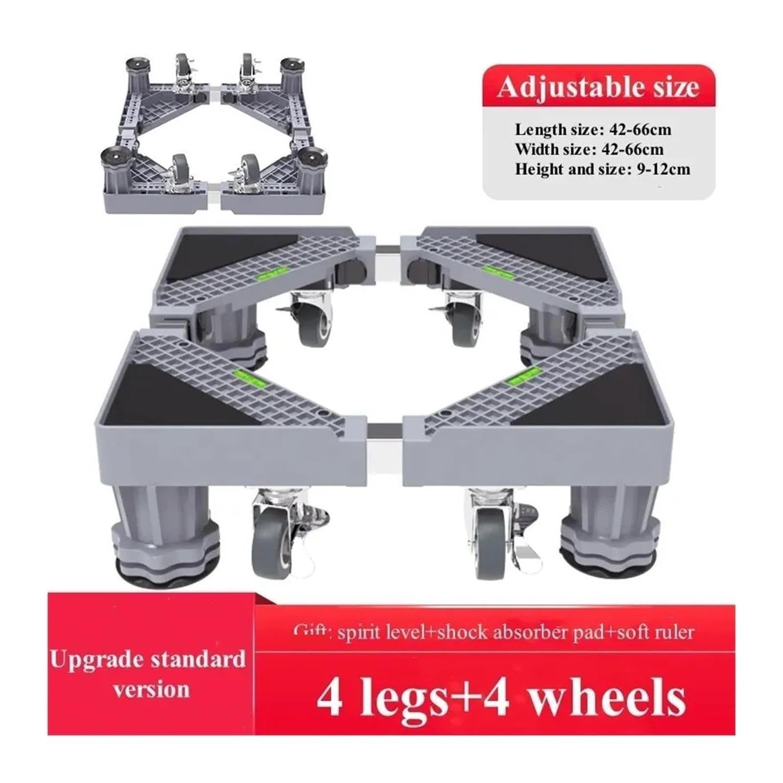 Supporto for Lavatrice Regolabile, Base Rialzata Universale for Apparecchi for Lavatrice, Asciugatrice, Frigorifero E Lavanderia(4 legs- 4 wheels)