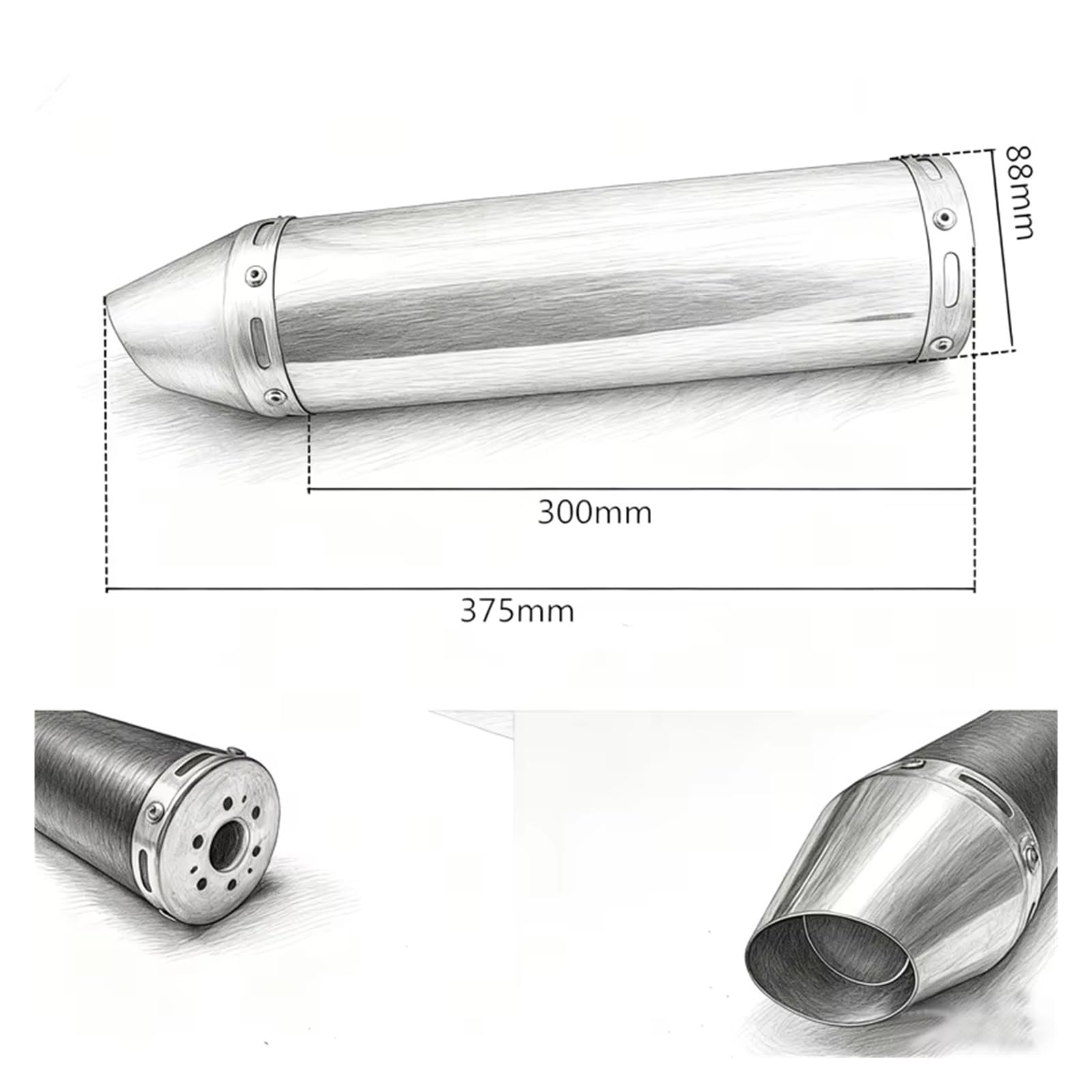 silencioso escape moto Para GY650 tubo de escape | Tubo silenciador de escape para motocicleta Scooter tubo aleación aluminio modificado para motocicleta(Red2)