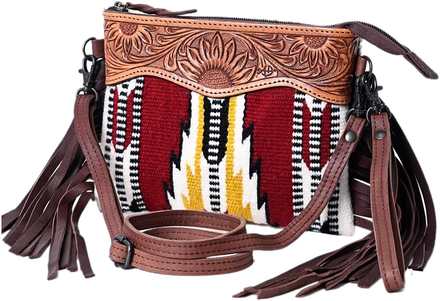 American Darling Cross Body Hand Tooled Saddle Blanket Genuine Leather Western Women Bag Handbag Purse | Crossbody for Cute