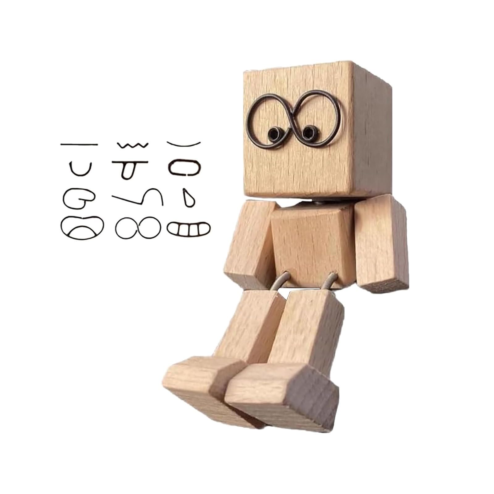 Wackelnder Holzmann Fürs Auto - Mit 12 Magnetischen Gesichtern