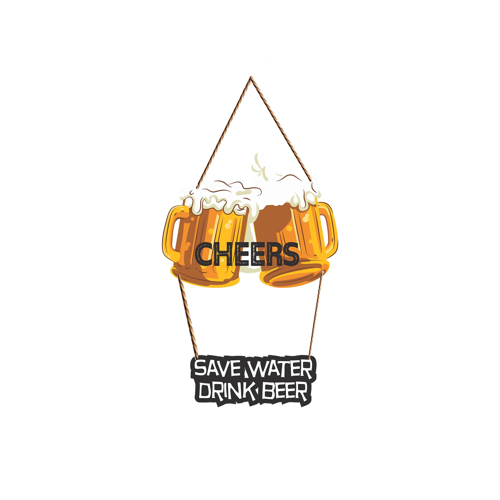 Ranovaa Cheers Beer Quote Wooden Wall Hanging | Fun Decorative Wall Hanging for Kitchen | Bar | Living Room | Wooden Art Sign for Home Decor and Decoration | Save Water Drink Beer Board (DWA_5704)-image-8