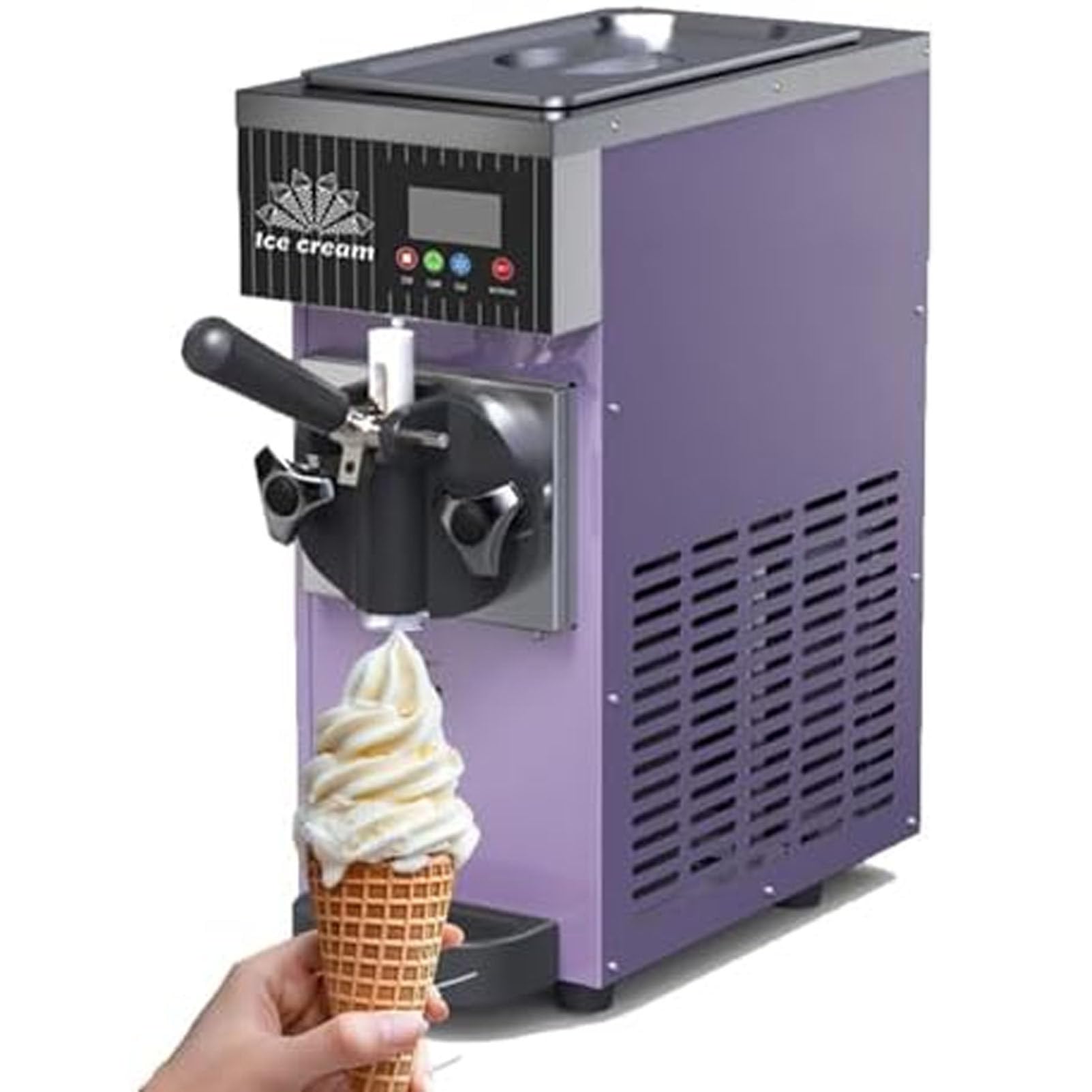 PioMue Countertop Soft Serve Ice Cream Machine, Commercial Hard Ice Cream Machine, Soft Ice Cream 4-5 kg/Hour, LCD Panel, for Coffee, Snack Bar, Restaurant PhantomPurple
