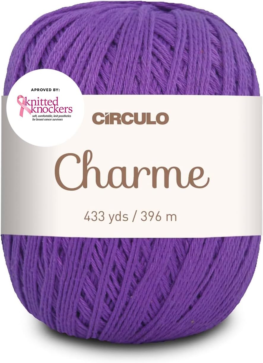 CIRCULO Charme Yarn Pack, 1299 yds for Knitting & Crochet, 3 Balls of 100% Mercerized Brazilian Virgin Cotton, Soft Sport Weight, Color 8176 - Off-White