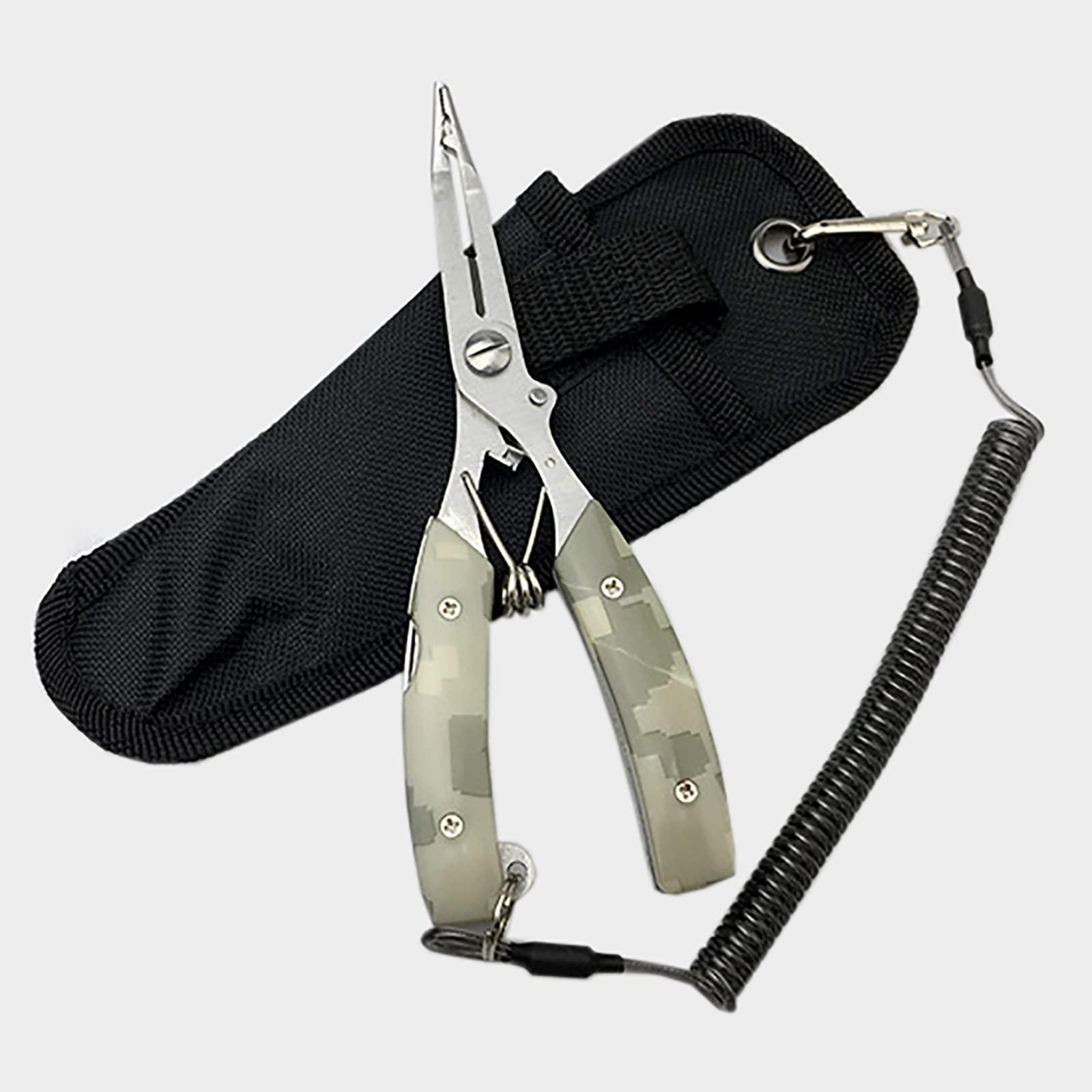 Pince à pêche en acier inoxydable et ciseaux multifonctions avec lanière nylon - 8