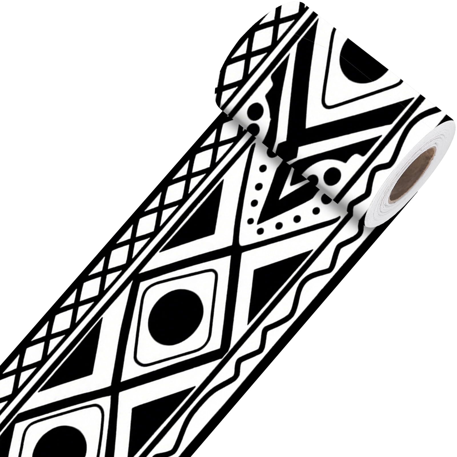 Nuxovilar Black White Geometric Peel Stick Wall Border PVC 3.94x16.4'