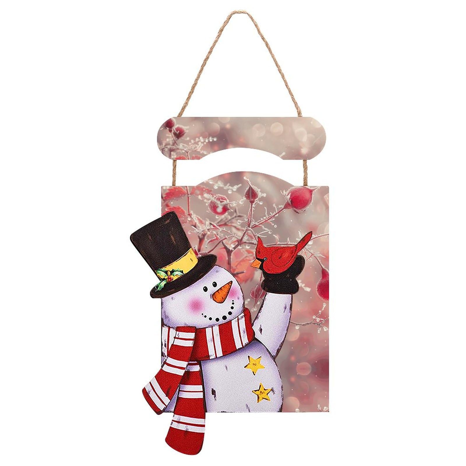 Peinture de Noël en bois bonhomme de neige suspension murale maison