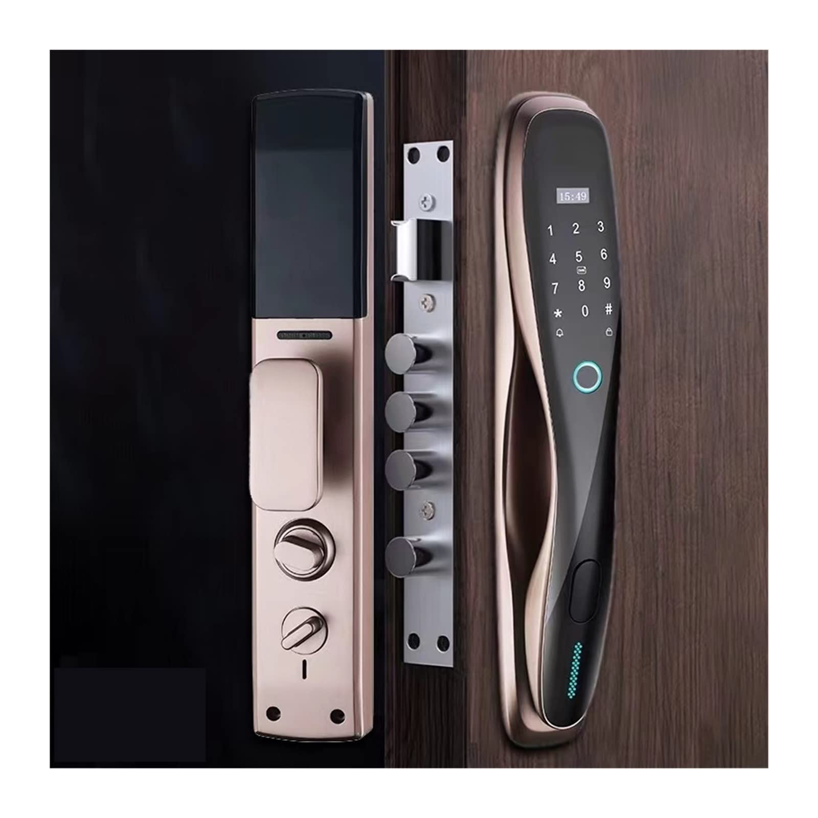 CVFRDD Smart Door Knob, Hotel Room Tuya Knob Security Lock System Aluminum Door Keyless Entry Door Handle(30-240mm Gold)