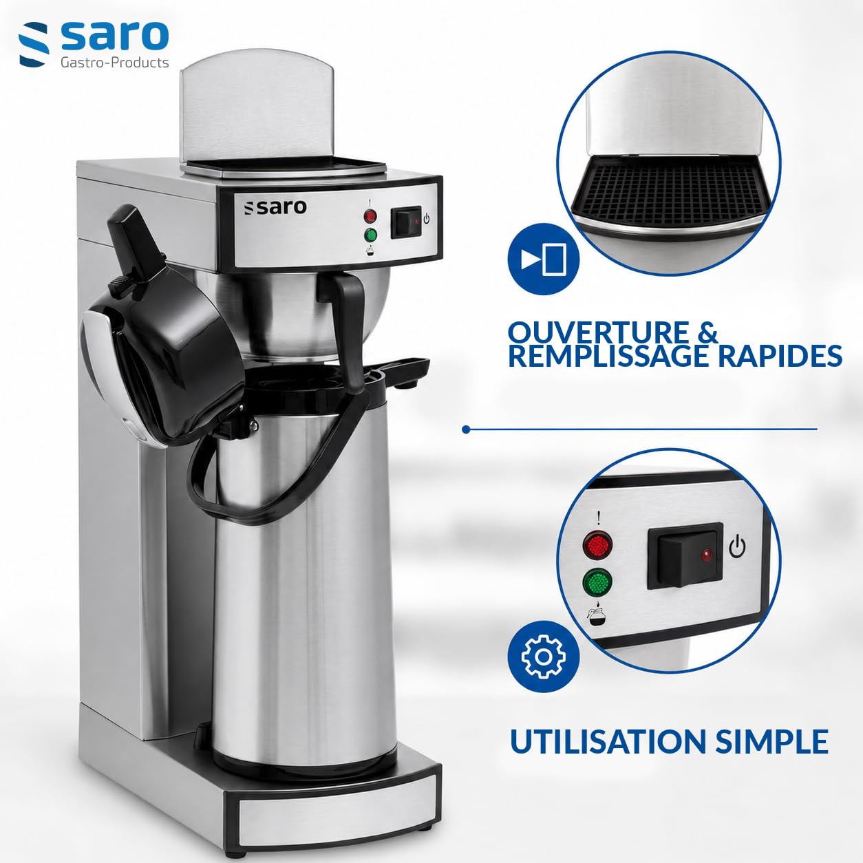 Saro 317-2085 Saromica 24 Cafetière Filtre à Panier et Verseuse Thermos, 1900 W, 2.2 liters