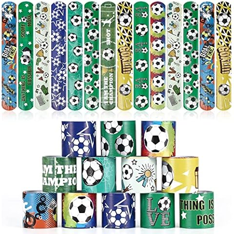 yumcute 30PCS Football Slap Bracelets Football Slap Bands for Kids Football Snap Bands Bracelets Football Party Supplies Gifts Toys Birthday Football Party Bag Fillers for Kids Cover