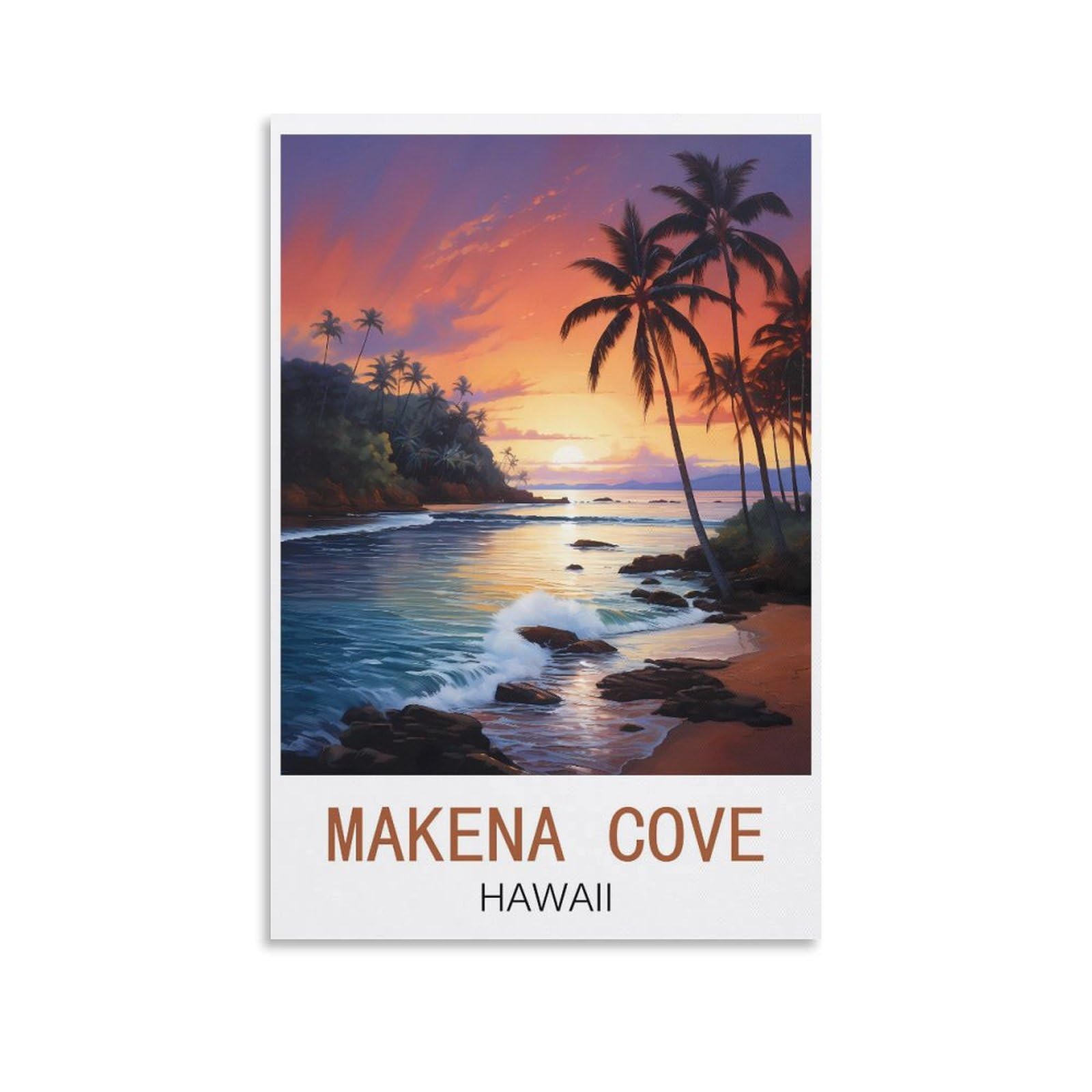 EZMLFA 5D Diamond Painting Kits,Makena Cove Hawaii,Diamond Painting Kits for Beginners Round Full Drill Painting with Diamonds Gem Art for Home Wall Decor 30x40cm