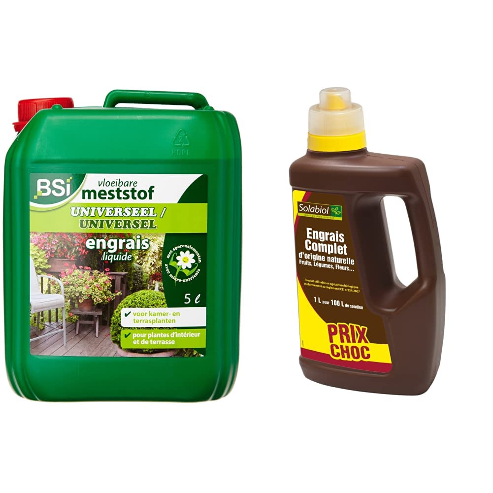 BSI Engrais Universel pour Plante d'Intérieur/Balcon 5 L & Solabiol SOLICOMP1 Liquide 1L - Utilisable en Agriculture Biologique