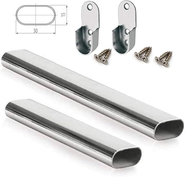HomeCentre 1200mm Oval Chrome Wardrobe Rail 30mm Clothes Hanging Hanger Pole Closet