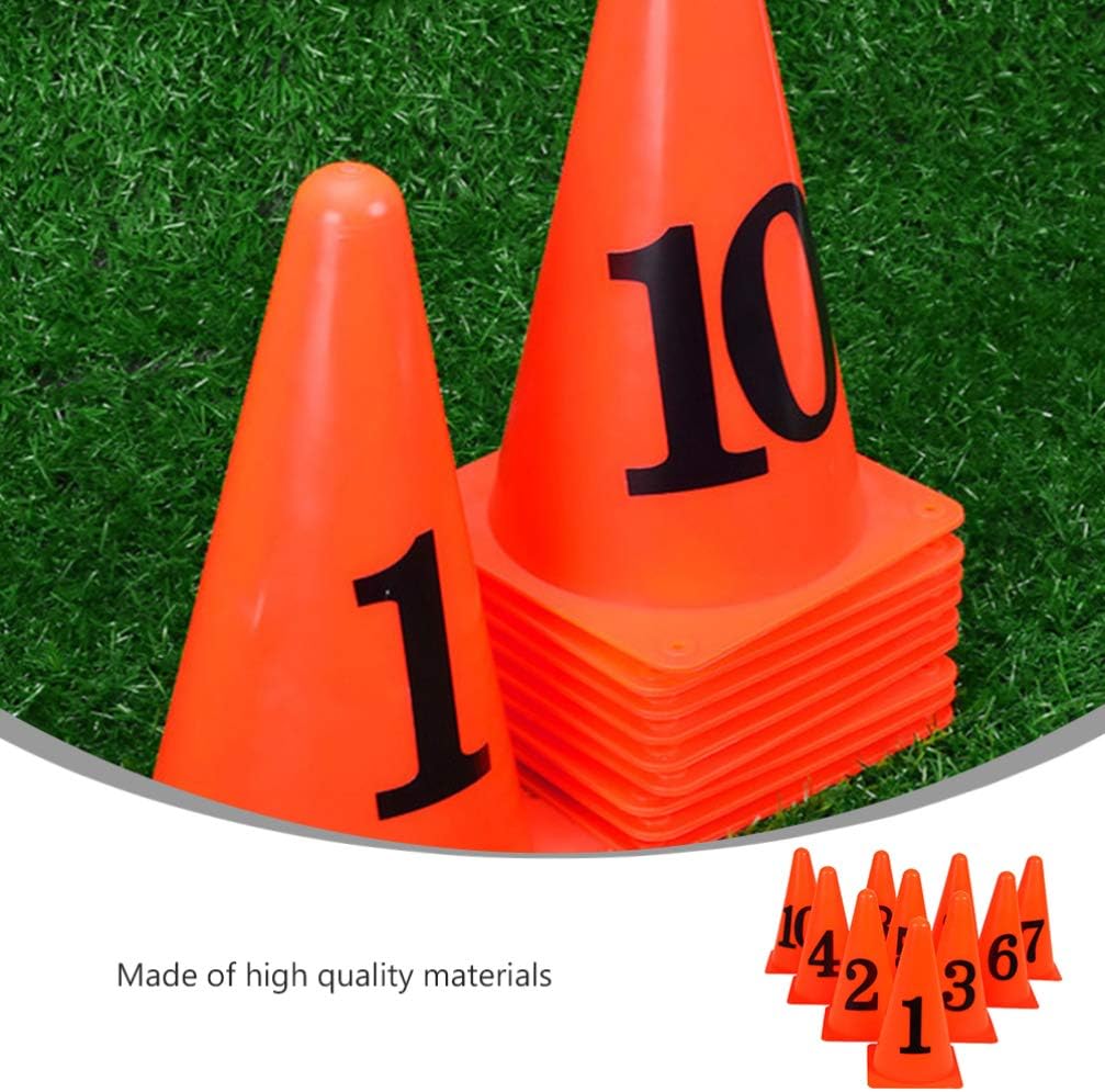 BESPORTBLE Numbered Cones 10PCS Plastic Training Traffic Cones Agility Field Marker Cones for Soccer Basketball Football Drills Training Outdoor Activity Or Events Pro Disc Cones