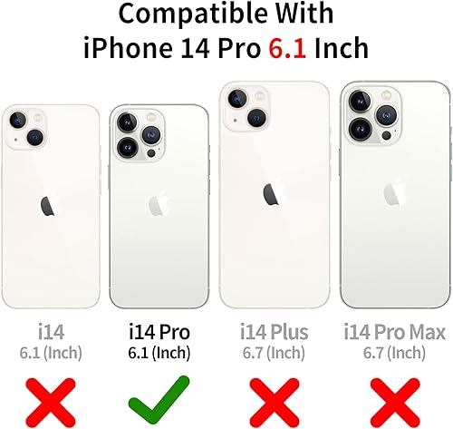 Miniatura 2 de HianDier Funda para iPhone 14 Pro con tarjetero para mujeres y hombres, funda protectora de piel sintética con función atril, cierre magnético,