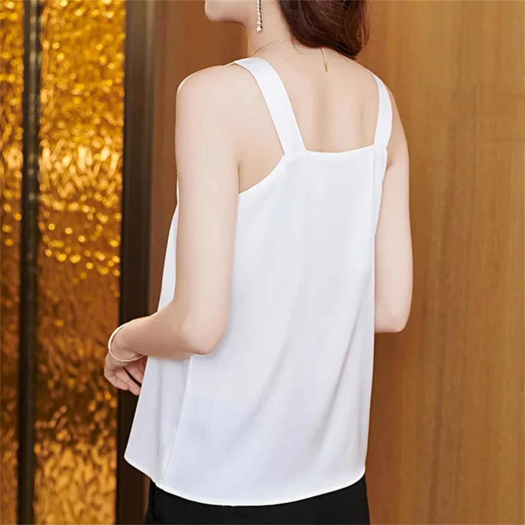 Donne Camis Top Breve Summersatin Tinta unita Ufficio Base Top Slash Neck