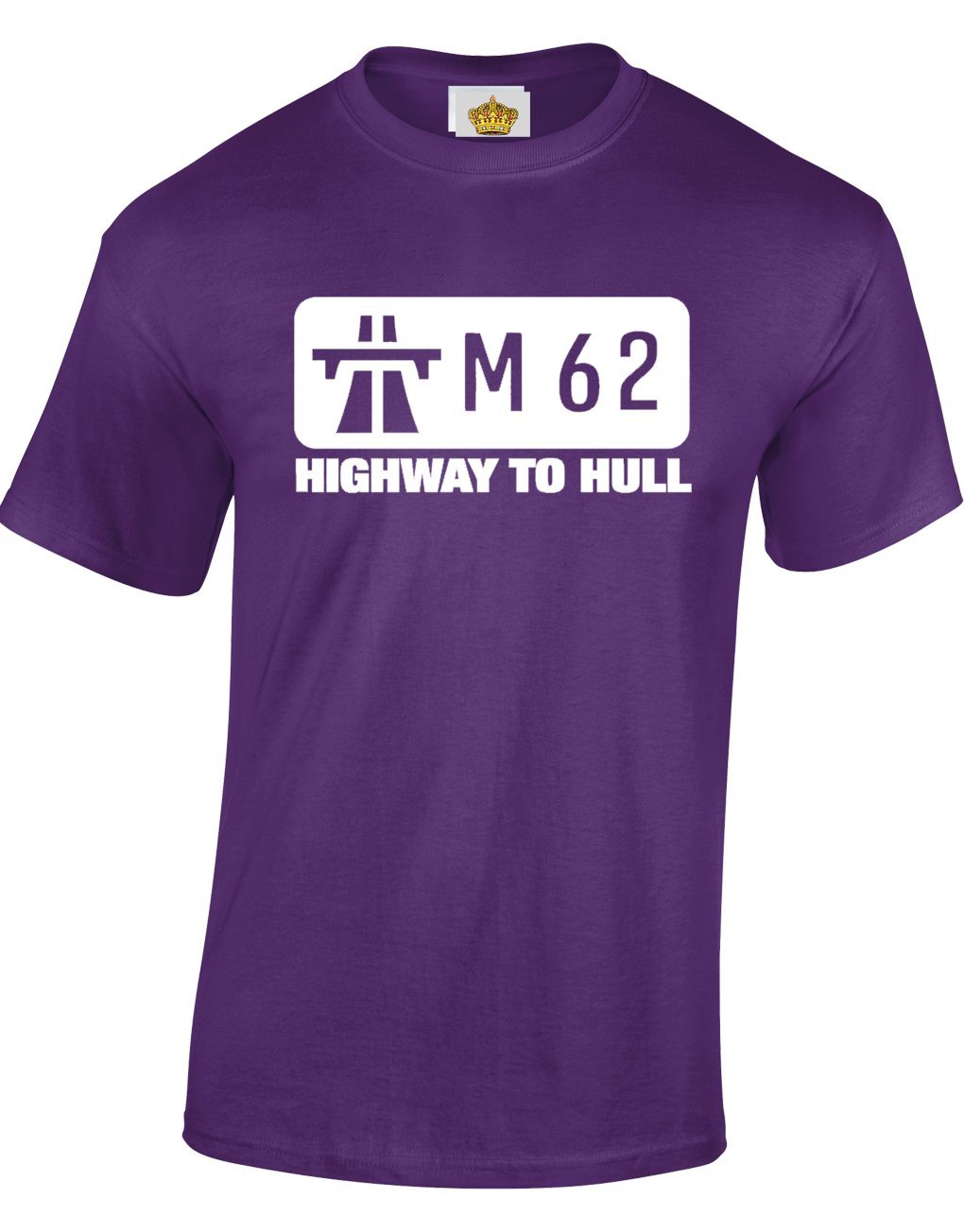 Crown Designs M62 Highway to Hull Funny Cool for Men & Teenagers T-Shirts Tops - Purple/Medium
