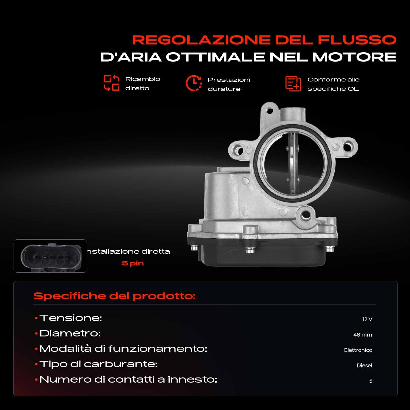 Frankberg Valvola dell'acceleratore Diesel Compatibile con Golf VI 5K1 1.6L Golf VI Variante AJ5 1.6L Golf Plus 521 5M1 1.6L Polo 6C1 6R1 1.6L Octav.i.a II 03L128063JL