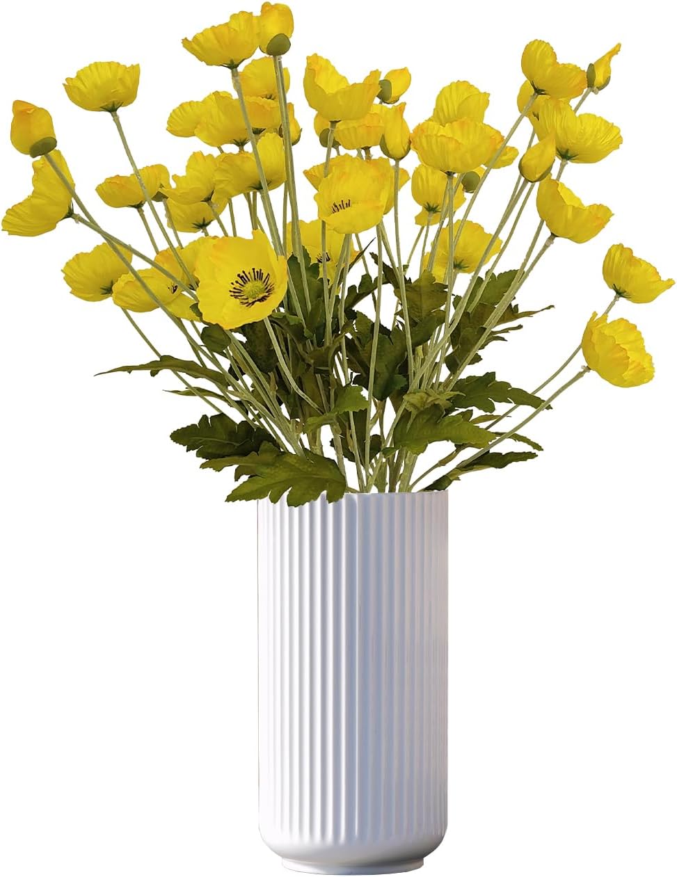 ATFL Yellow Poppy Flowers Artificial for Wedding Decorations,12 Pcs Fake Faux Silk Poppies Bulk for Home Decor Table Centerpieces Floral Arrangement(23.5‘’, Yellow) - Image 2