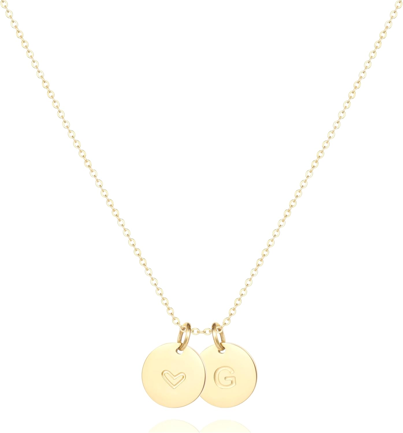 Tiny Initial Heart Necklace,Dainty Personalized Letter Heart Necklace for Women,18K Gold Plated