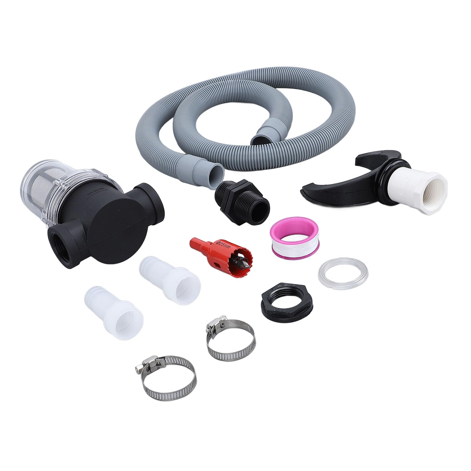 Ejoyous Kit Deviatore a Botte di Pioggia Kit Collettore di Acqua Piovana in Plastica con Filtro Tubo Interno Grande Raccolta dell'Acqua di Scarico Rotondo per Piante da Interno per Prato da