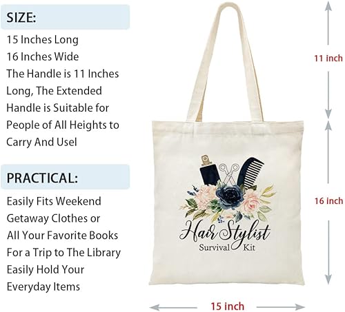 Miniatura 4 de ZHANTUONE Bolsa de lona divertida para estilistas, gran capacidad de compra, reutilizable, con bolsillos interiores con cremallera, regalos de