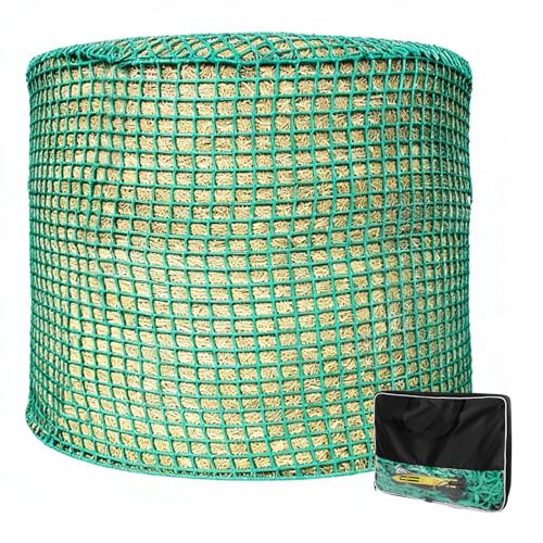 LIROPAU Heunetz Rundballen ø 150 cm Höhe 150 cm engmaschiges Futternetz Verschleißfestes Heunetz für Pferde Rundballen Durchmesser Maschenweite 4 5 x 4 5 cm für Heuraufe geeignet