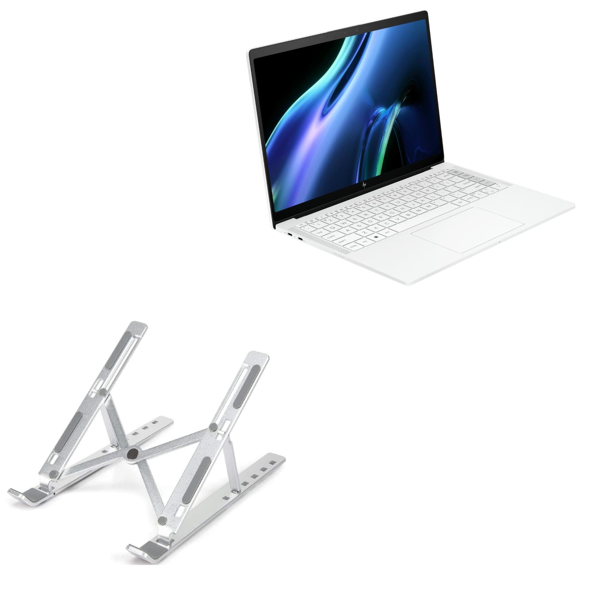 BoxWave Stand and Mount Compatible with HP Dragonfly Pro - Compact QuickSwitch Laptop Stand, Portable Multi Angle Viewing Foldable Riser - Metallic Silver