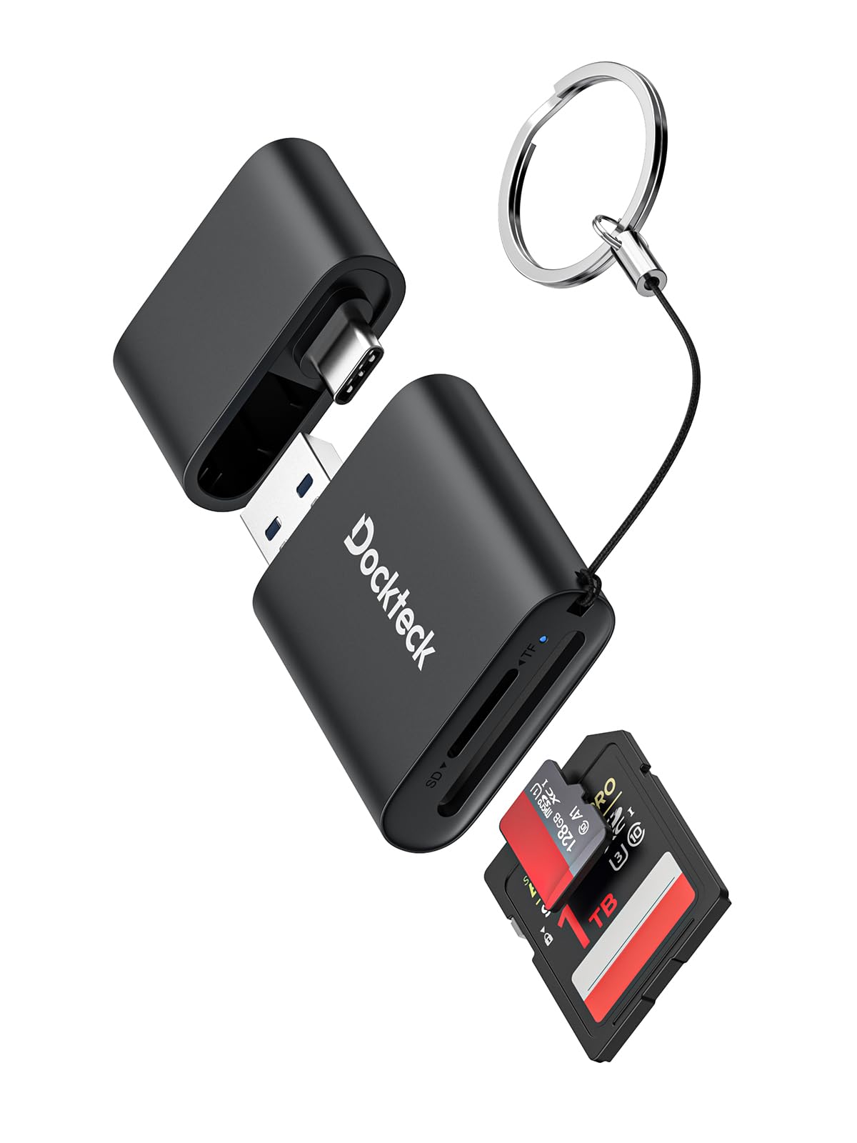 SD Kartenleser, Dockteck USB 3.0 Kartenleser auf Micro SD Kartenadapter, 5G SD Speicherkartenleser, USB A-C Adapter, Dual-Slot Kartenleser für UHS-I SD/Micro SD/SDHC/SDXC/MMC, Suppot OTG für Plug&Play