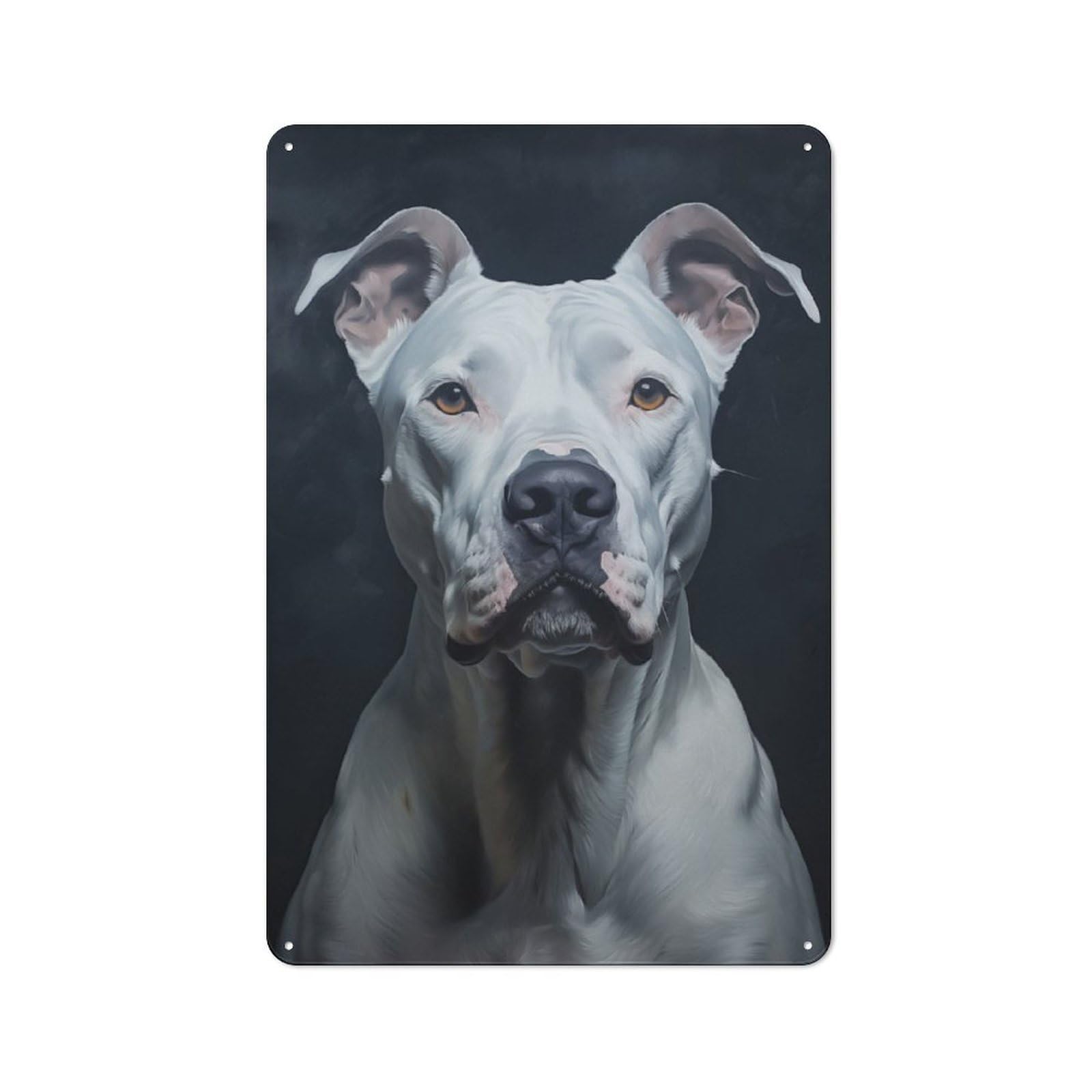 Junmoney White Dogo Argentino Portrait Retro Tin Sign 30X20cm For Hobby Room Or Studio, New-Space Wall Decor For Creative Interior Collectors