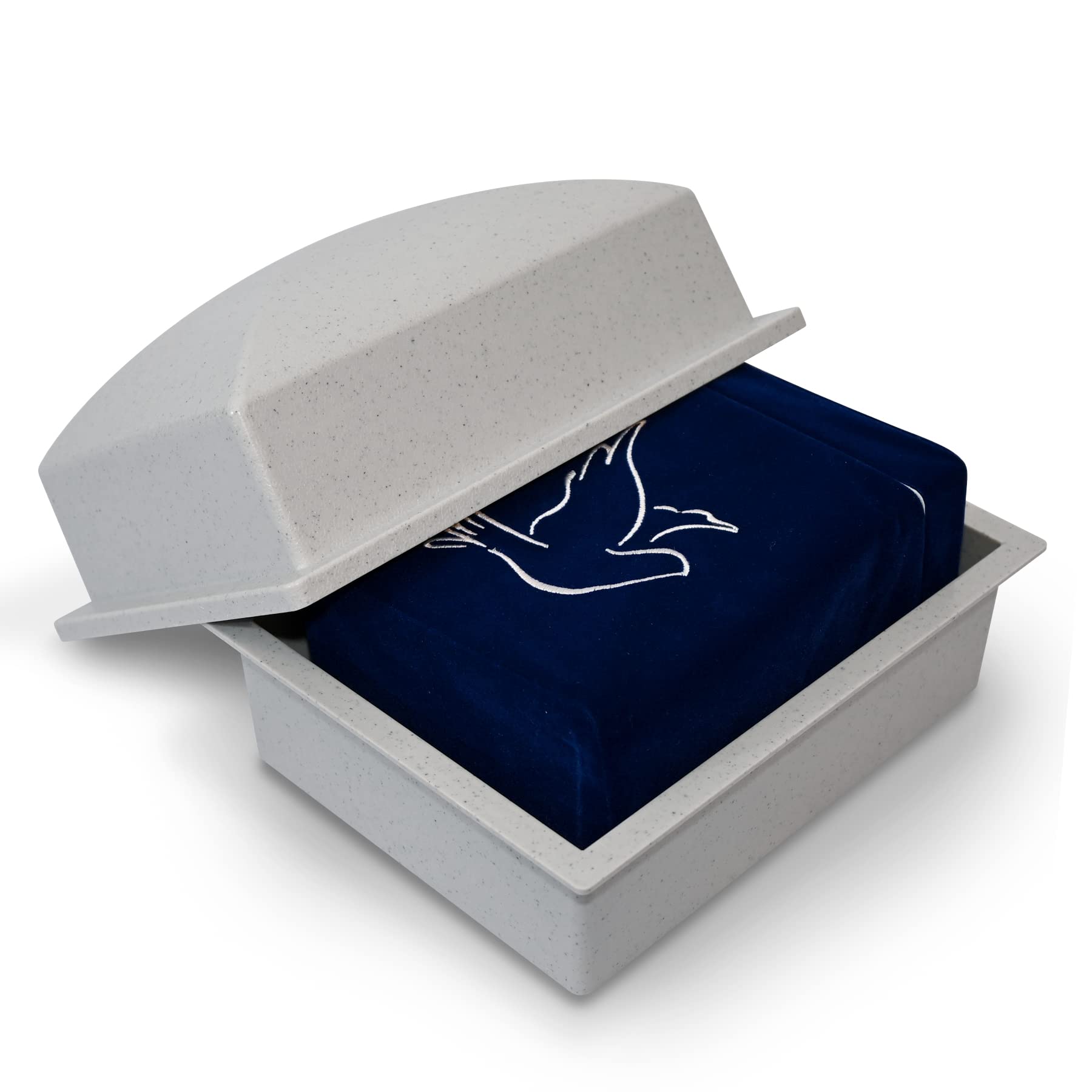 Velvet Urn Bag with TSA Approved Cremation Container | Holds Cremated Ashes of Human Adult | For Use in a Niche or Ground Burial | Fits the Crowne Burial Urn Vault Navy with Dove product thumbnail 8