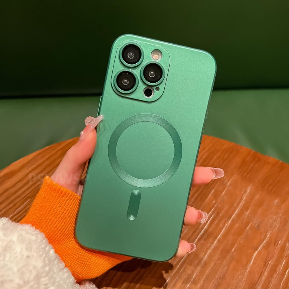 Coque iPhone 12 Pro compatible charge sans fil induction avec protection d'objectif photo vert mat - 8