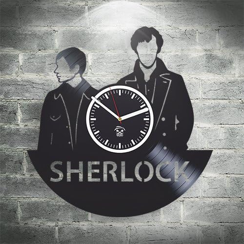 Kovides Sherlock Holmes Dr Watson Clock, Movie Detective, Vinyl Wall Clock, Valentines Day Gift for Girl, Home Decor, Wall Stickers, Vinyl Wall Clock, Silent Mechanism, Home Decor, Modern Art