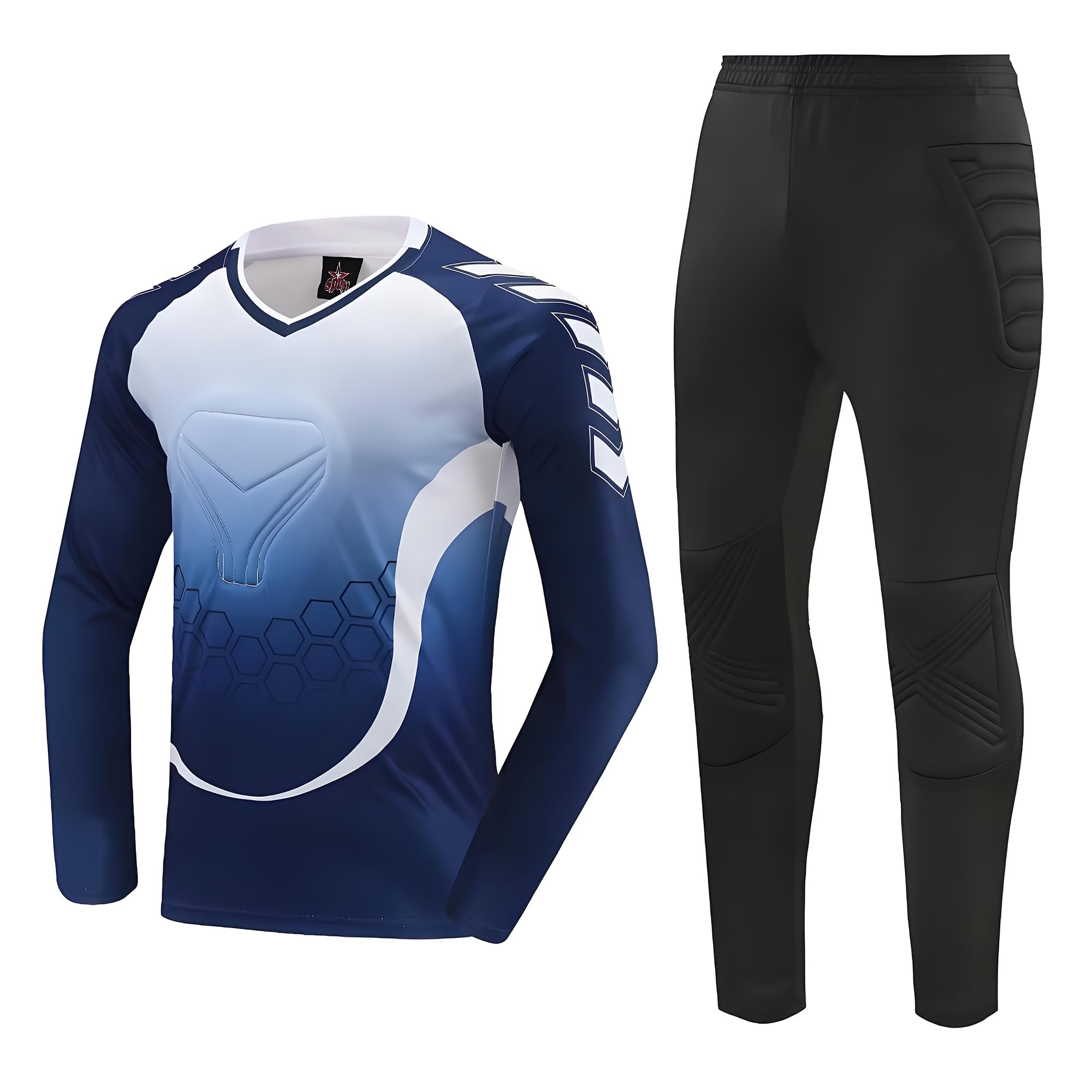 Torwarttrikot Kinder Erwachsene Torwart Trikot Atmungsaktives Torwarthose Set Fußball Torwart Ausrüstung mit Gepolstert Training Wettkampf Handball Torwart Trikot
