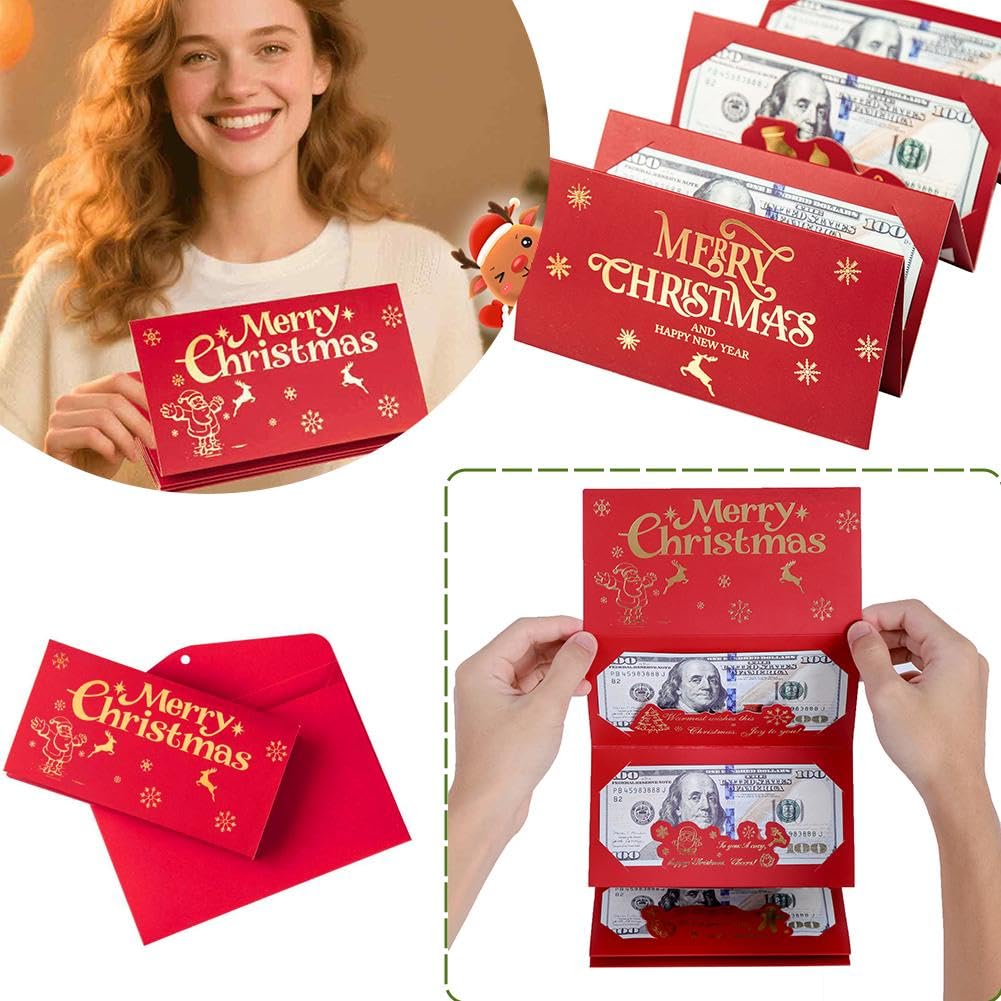 Soporte para dinero de Navidad o tarjetas de regalo con sobres, 6 ranuras para tarjetas de regalo de Navidad, regalos de dinero en efectivo de Navidad, sobre sorpresa de cenizas, para suministros de