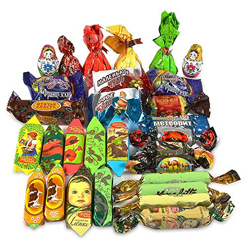 Assorted Russian Candy (Alenka, Grilyazh, Batonchik, Korovka, Romashka, Honey Mishka Grilyazh)