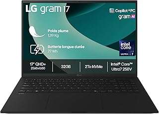 LG Gram 17Z90TL-G.AU8BF – 17″ Laptop 17″ 1400g, DCI-P3 99% QHD+ Format Display, Intel® Evo™ Ultra7, 32GB RAM, 2TB NVMe SS…